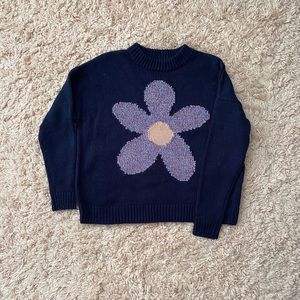 🌼 NWOT Navy Blue Flower Sweater 🌼